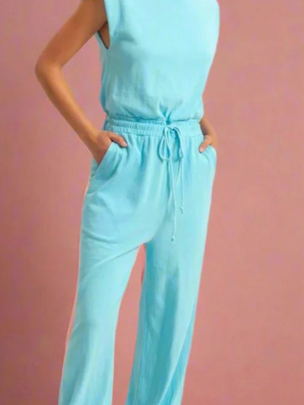 Double zero lavender Jumpsuit Drawstring Waist size large nwot